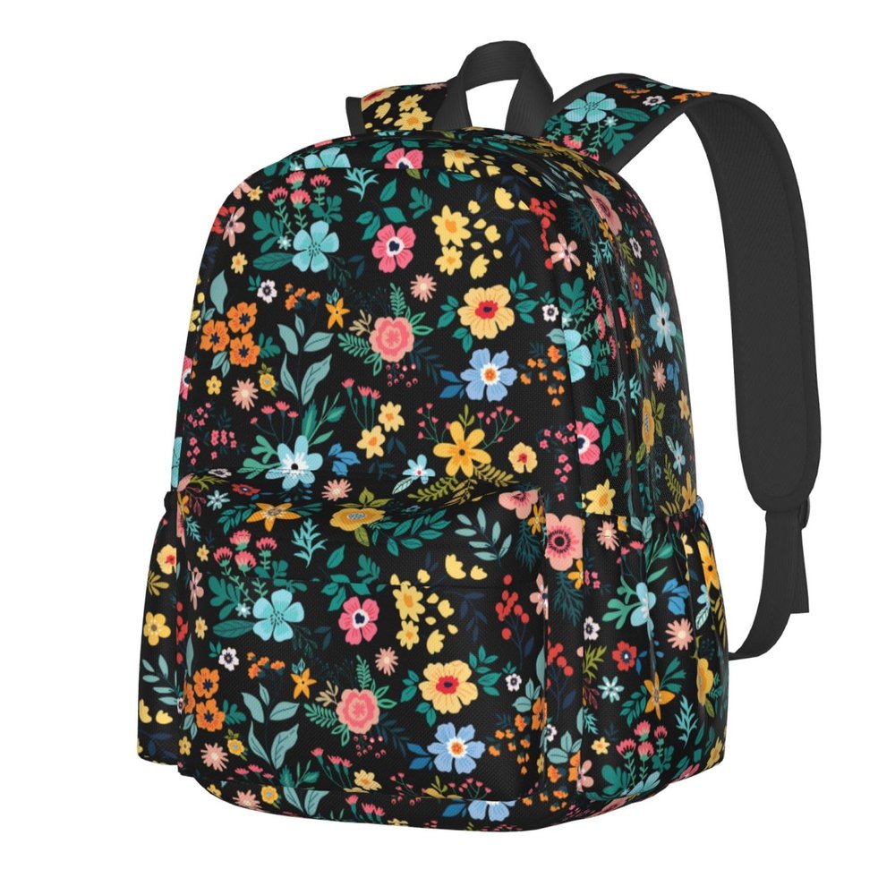 ACDRUING Multi Flowers Waterproof Backpack Adjustable Shoulder Straps Bag Large Capacity Casual Daypack Bookbag For Travel Work