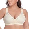 DotVol Women's Full Figure Front Closure Wirefree Jacquard Back Support Posture Bra(Nude,36D) view 3