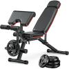 XDDIAS Workout Bench, Weight Bench with Leg Extension and Weights, Included 2 * 10LBS+2 * 25LBS Bumper Plates, Extended Headrest, Adjustable Exercise Bench for Home Gym for Full Body view 1