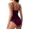 One Piece Swimsuit for Women Tummy Control Modest Bathing Suit High Waisted Swimming Vintage Push Up Athletic Swimwear Purple view 3