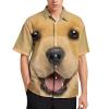 Golden Retriever Dog Face Men's Hawaii Button Down Shirt Short Sleeve Casual Shirts Beach Summer Tops with Pocket, X-Small view 1
