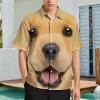 Golden Retriever Dog Face Men's Hawaii Button Down Shirt Short Sleeve Casual Shirts Beach Summer Tops with Pocket, X-Small view 2