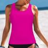 Womens Tankini Top No Bottom Loose Swim Top Modest Tank Top Crewneck Solid Color Athletic Swimsuit Slimming Swimwear view 2