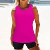 Womens Tankini Top No Bottom Loose Swim Top Modest Tank Top Crewneck Solid Color Athletic Swimsuit Slimming Swimwear view 4
