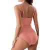 One Piece Swimsuit for Women Tummy Control Modest Bathing Suit High Waisted Swimming Vintage Push Up Athletic Swimwear Pink view 3