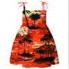 Girl's Women's Summer Spaghetti Strap Beach Dresses Hawaiian Hoilday Smocked Midi Sun Dress Ruffle Square Neck, Sunset Orange, US L view 1