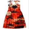Girl's Women's Summer Spaghetti Strap Beach Dresses Hawaiian Hoilday Smocked Midi Sun Dress Ruffle Square Neck, Sunset Orange, US L view 4