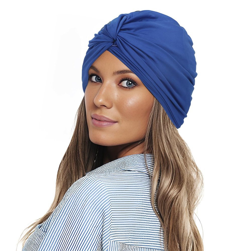Beisto Swim Cap Women Adult Swim Turban Bathing Caps for Women Swimming Cap for Women Long Hair Lycra Swim Cap Waterproof, Dark blue
