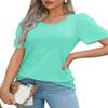 Summer Tops for Women 2025 Trendy Short Sleeve T Shirts Tuck Pleated Front Loose Fit Dressy Casual Blouses Plus Size Fashion Aqua 3XL view 3