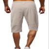 HangNiFang Men's Carpi Shorts Summer Long Linen Shorts Below Knee 3/4 Capri Pants with Pockets(0587-KhakiX2-XL) view 2