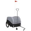 vidaXL Bike Trailer-Cargo Carrier/Utility Cart with Sturdy Iron Construction-Black/Gray, 99.2 lb Capacity, Easy Attach Tow Bar, Includes Safety Flag