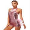 Miutii Womens Sequins Sparkly Latin Dance Jumpsuit Jazz Ballet Ballroom Gymnastic Skirted Leotard Pink Small view 4