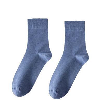 Legou Mens Socks Cotton Mid Calf Business Socks Blue 2 pairs