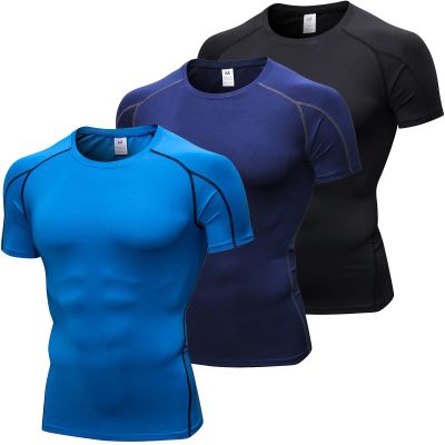 SPVISE Men's Compression Shirts, Athletic Short Sleeve Compression Tops Workout T-Shirt Cool Rash Guard Base Layer Undershirt