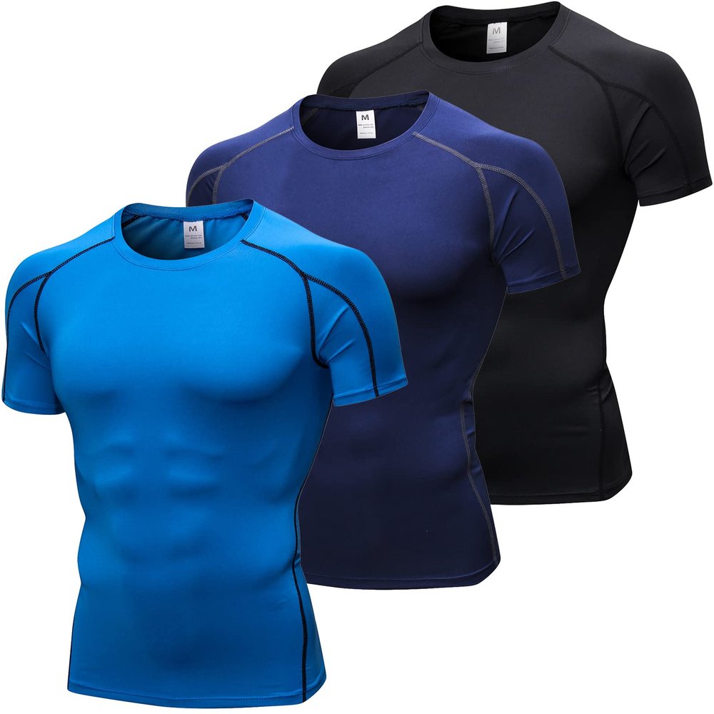 SPVISE Men's Compression Shirts, Athletic Short Sleeve Compression Tops Workout T-Shirt Cool Rash Guard Base Layer Undershirt