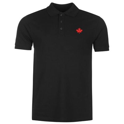 Mens Polo Shirts Maple Leaf Embroidered Short Sleeve Polo Shirt Cotton Tennis Shirts for Men (X-Large,Black)