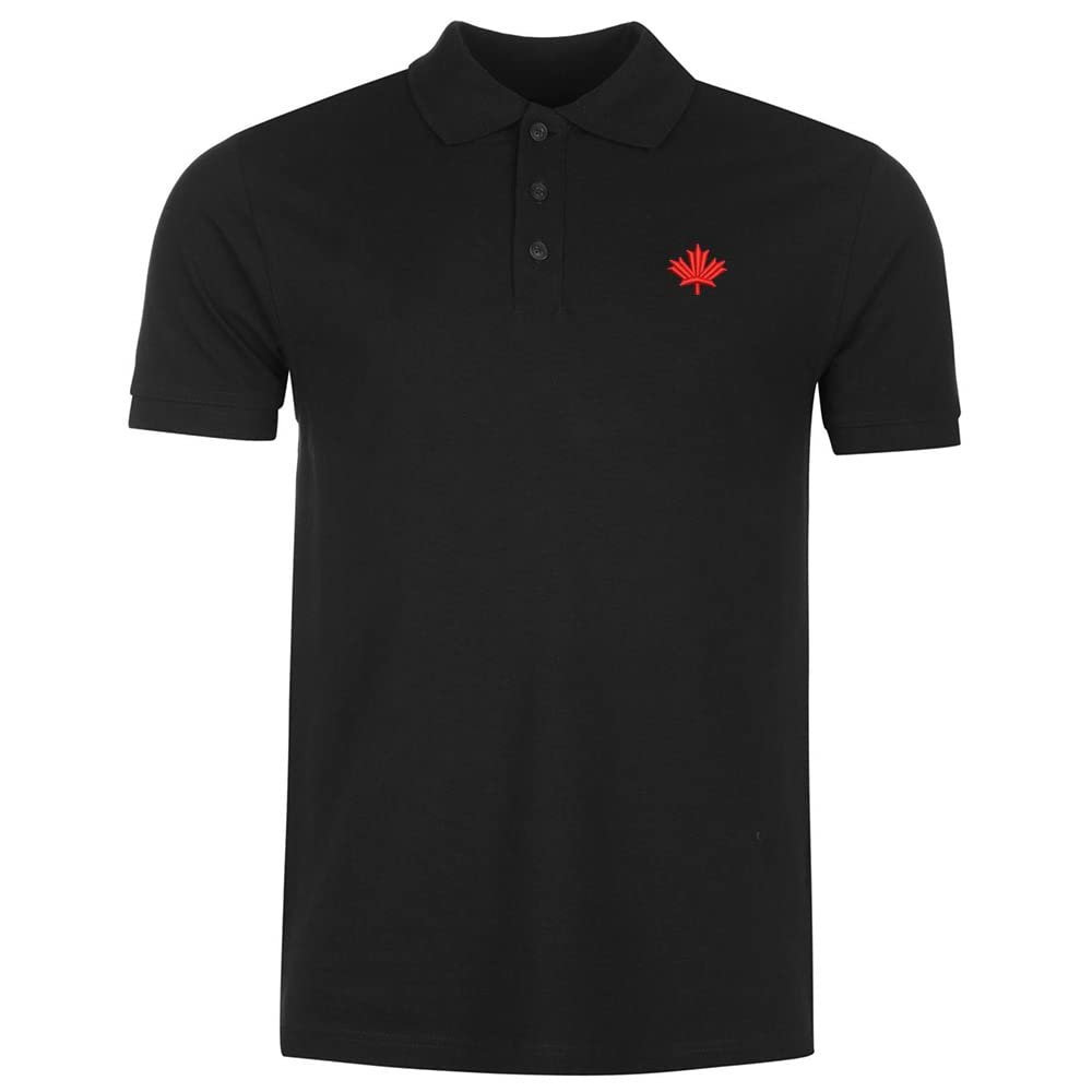 Mens Polo Shirts Maple Leaf Embroidered Short Sleeve Polo Shirt Cotton Tennis Shirts for Men (X-Large,Black)