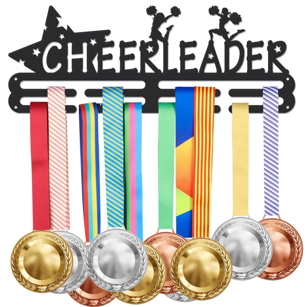 SUPERDANT Medal Hanger Cheer Leader Hanging Medal Hooks Sports Medal Holder Iron Wall Mounted Bars Home Decor Awards Display Decoration for Bedroom Living Room Gift for Athletes 40x15cm