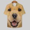 Golden Retriever Dog Face Men's Hawaii Button Down Shirt Short Sleeve Casual Shirts Beach Summer Tops with Pocket view 3
