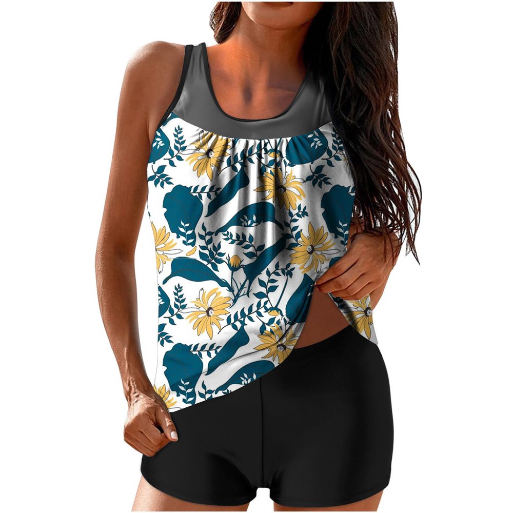 Uillui Two Piece Tankini Bathing Suits Womens Swimsuits Swim Tops with Boy Shorts Athletic Swimwear Swim Suits for Women 2024