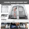 Portable Camping Shower Tent Deluxe Changing Room Easy Set Up Privacy Shelter,Large Toilet Tent 2 Rooms with Floor Drain Design for Beach, Camping,Hiking with Stakes and Ropes for Stability view 2