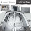 Portable Camping Shower Tent Deluxe Changing Room Easy Set Up Privacy Shelter,Large Toilet Tent 2 Rooms with Floor Drain Design for Beach, Camping,Hiking with Stakes and Ropes for Stability view 4