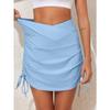 Cokarsely Women's Swim Skirt with Built-in Shorts Shirred Swim Skorts V Waist Tummy Control Tankini Bottoms Baby Blue view 2