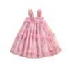 BULINGNA Toddler Baby Girl Princess Dress 3D Floral Embroidery Tulle Tutu Dress Sleeveless Strap Fairy Dress Summer Outfit (Pink, 3-4 Years) view 1