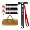 8 Pack Tent Stakes and Hammer with Canvas Storage Bag, Heavy Duty Camping Stakes for Outdoor Tent & tarp-Essential Accessories, Carbon Steel Aluminum Camping Hammer for Hiking Kit view 1