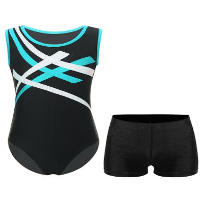 Loodgao Kids Boys 2 Piece Gymnastics Outfits Sleeveless Tank Leotard with Shorts Dance Ballet Unitard Biketard Type C 14 Years