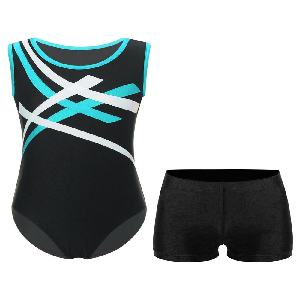 Loodgao Kids Boys 2 Piece Gymnastics Outfits Sleeveless Tank Leotard with Shorts Dance Ballet Unitard Biketard Type C 14 Years