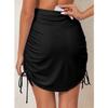 Cokarsely Women's Swim Skirt with Built-in Shorts Shirred Swim Skorts V Waist Tummy Control Tankini Bottoms Black view 3