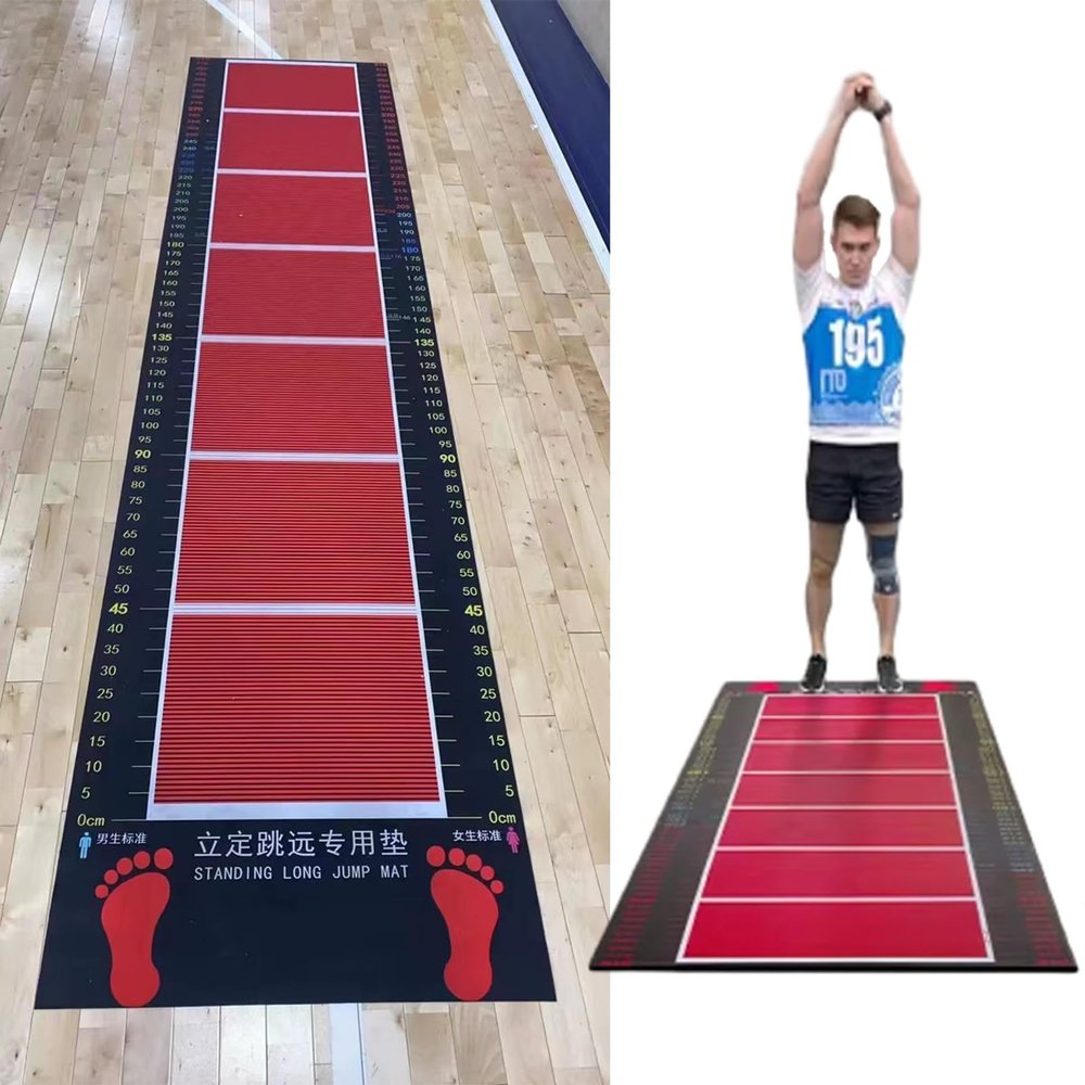 Oracra Carpeted Jump Rope Mat Shock Absorbing, Adult/Kids Long Jump Test Board, Professional Athletes Practice Training Mats, Indoor/Outdoor Use (Color : Kids)