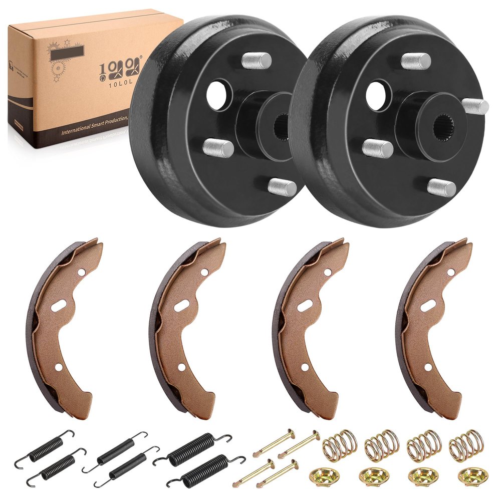 10L0L Golf Cart Brake Drums Kit with Brake Shoes & Spring fit for Golf Cart EZGO TXT 1996-up, Replacement Brake Parts 19186G1P, 70794G01, 70795G01, 27944G01, Not Fit Gas Models