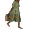 Akivide Women Casual Boho Floral Print Maxi Dress Summer Half Puff Sleeve Crewneck Tiered Swing Flowy Beach Loose Tshirt Long Dress Plus Size 2024 view 1