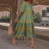 Akivide Women Casual Boho Floral Print Maxi Dress Summer Half Puff Sleeve Crewneck Tiered Swing Flowy Beach Loose Tshirt Long Dress Plus Size 2024 view 2