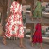 Akivide Women Casual Boho Floral Print Maxi Dress Summer Half Puff Sleeve Crewneck Tiered Swing Flowy Beach Loose Tshirt Long Dress Plus Size 2024 view 3