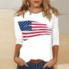 2025,Patriotic Shirts for Women Plus Size 3/4 Sleeve American Flag T Shirt USA Star Stripes 4th of July Outfits Dressy Casual Tunic Tops Funny Fourth of July Graphic Tees(an White,X-Large) view 2