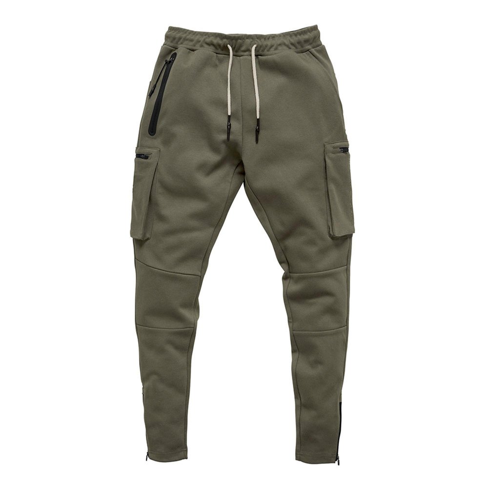 JEsilunmaMY Drawstring Joggers Pants for Men Multi Pockets Workout Running Gym Track Pants Slim Fit Casual Tapered Sweatpants (Army Green,Medium)