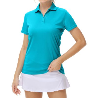 Breathable Golf Shirts for Women, Lightweight Moisture Wicking Short Sleeve Hiking T Shirt Quick Dry Polo Shirt for Women(Sky Blue 2XL)