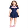 Freebily Kids Girls Summer Beach Swimwear Short Sleeve Zipper Front Bathing Swim Dress Dark Blue 9-10 Years view 1