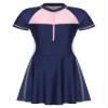 Freebily Kids Girls Summer Beach Swimwear Short Sleeve Zipper Front Bathing Swim Dress Dark Blue 9-10 Years view 2