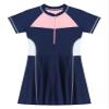 Freebily Kids Girls Summer Beach Swimwear Short Sleeve Zipper Front Bathing Swim Dress Dark Blue 9-10 Years view 4
