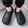 Hhhchpm Men's Solid Colour Slip On Waterproof & Oil Proof Chef Shoes, Comfy Non Slip Casual Durable EVA Kitchen Shoes for Men's Indoor Outdoor Activities (7.5,Black) view 4