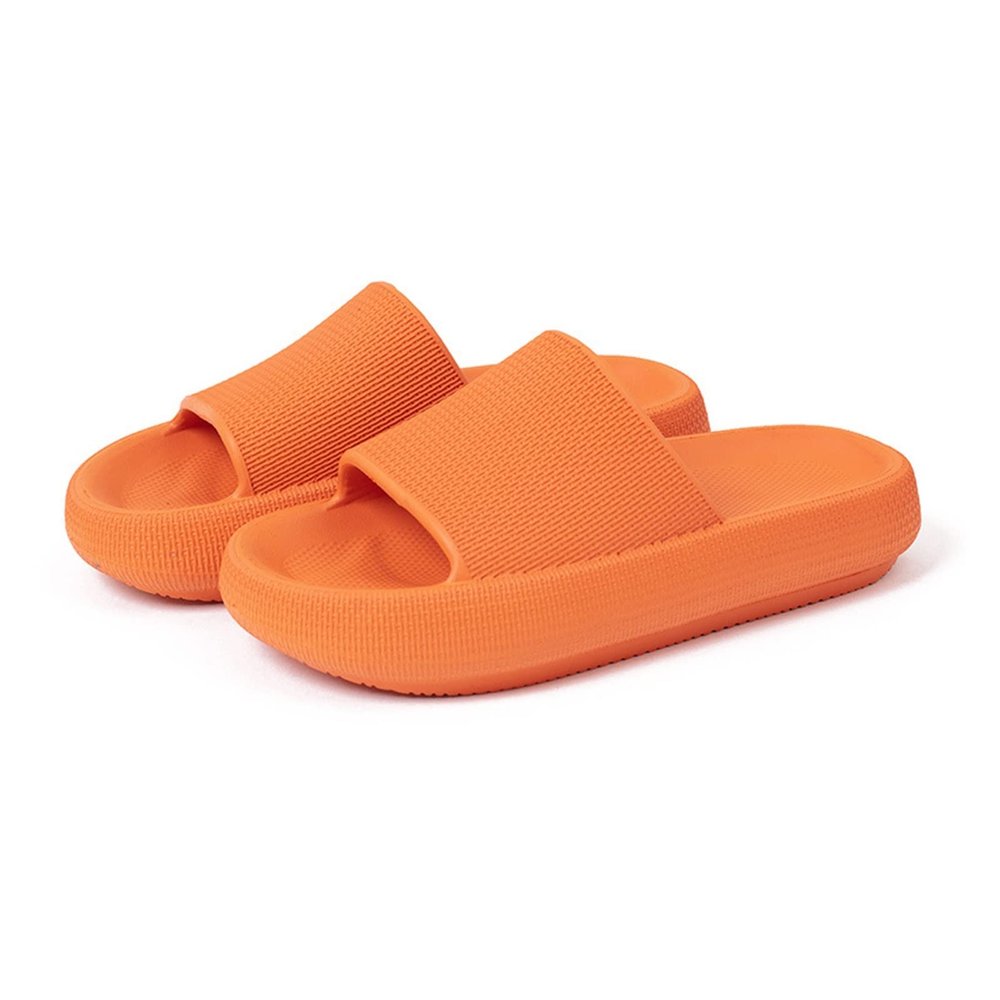 Ladies sandals and slippers Fashion Personality Slippers Summer Thick Bottom High Elastic Rubber Soft Bottom Couple Men Home Bathroom Bathing Sandals Women Shower Slippers ( Color : Orange , Size : 35