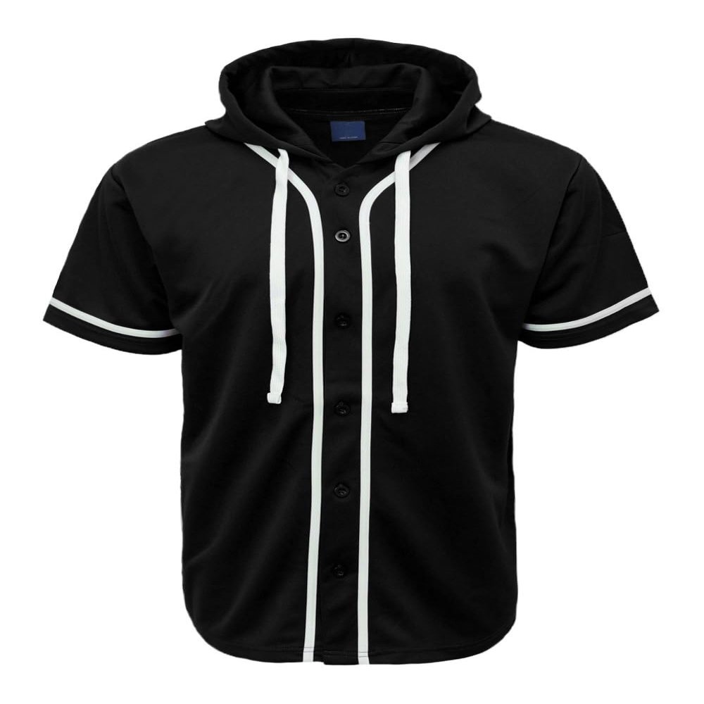 URBANJ Men's Baseball Jersey Button Down Shirts Size S-5XL (US, Alpha, X-Large, Regular, Regular, 063 Black)