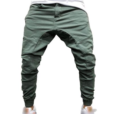 JEsilunmaMY Men's Zipper Pockets Joggers Pants Elastic Waist Cotton Drawstring Cargo Pants Workout Gym Running Sweatpants (Green,Medium)