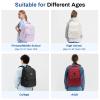 School Backpack for Girls, Lightweight Kids Bookbag for Boys Classic College Backpack for Teen Men Women with Luggage Strap, Age 8-18 Years Old, Black view 3