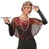 BESTORI 1920s Shawl Wraps Sequin Beaded Womens Cape for Evening Party Dresses Wedding Party Red view 1