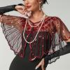 BESTORI 1920s Shawl Wraps Sequin Beaded Womens Cape for Evening Party Dresses Wedding Party Red view 4